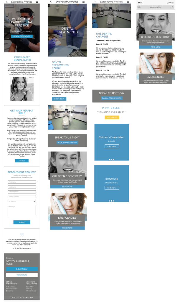 earb y dental hifi wireframes